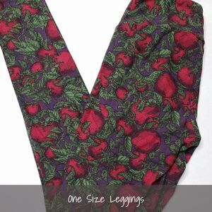 LuLaRoe OS Leggings Tomatoes Red Green Purple NEW